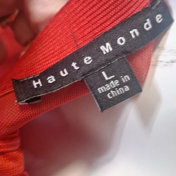 Haute Monde Red Corset Ribbed Bodycon Cocktail Dress Size Large - Picture 4 of 9